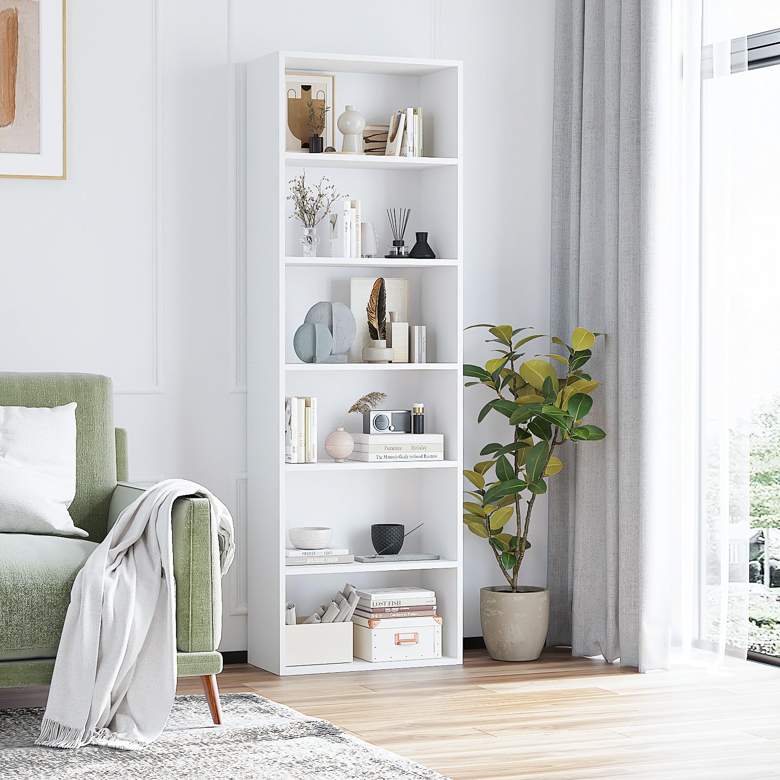 Amazon.com: OneBlis 6-Tier Book Shelf, Floor Standing Open