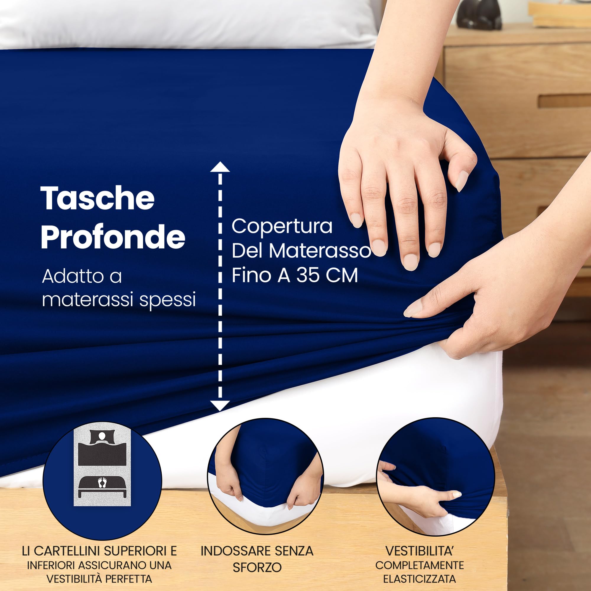 Utopia Bedding Lenzuolo con Angoli Una Piazza e Mezza Francese - 140x200cm - Blu Reale - Microfibra di Poliestere Spazzolato - Lenzuolo sotto con Angoli Elasticizzato