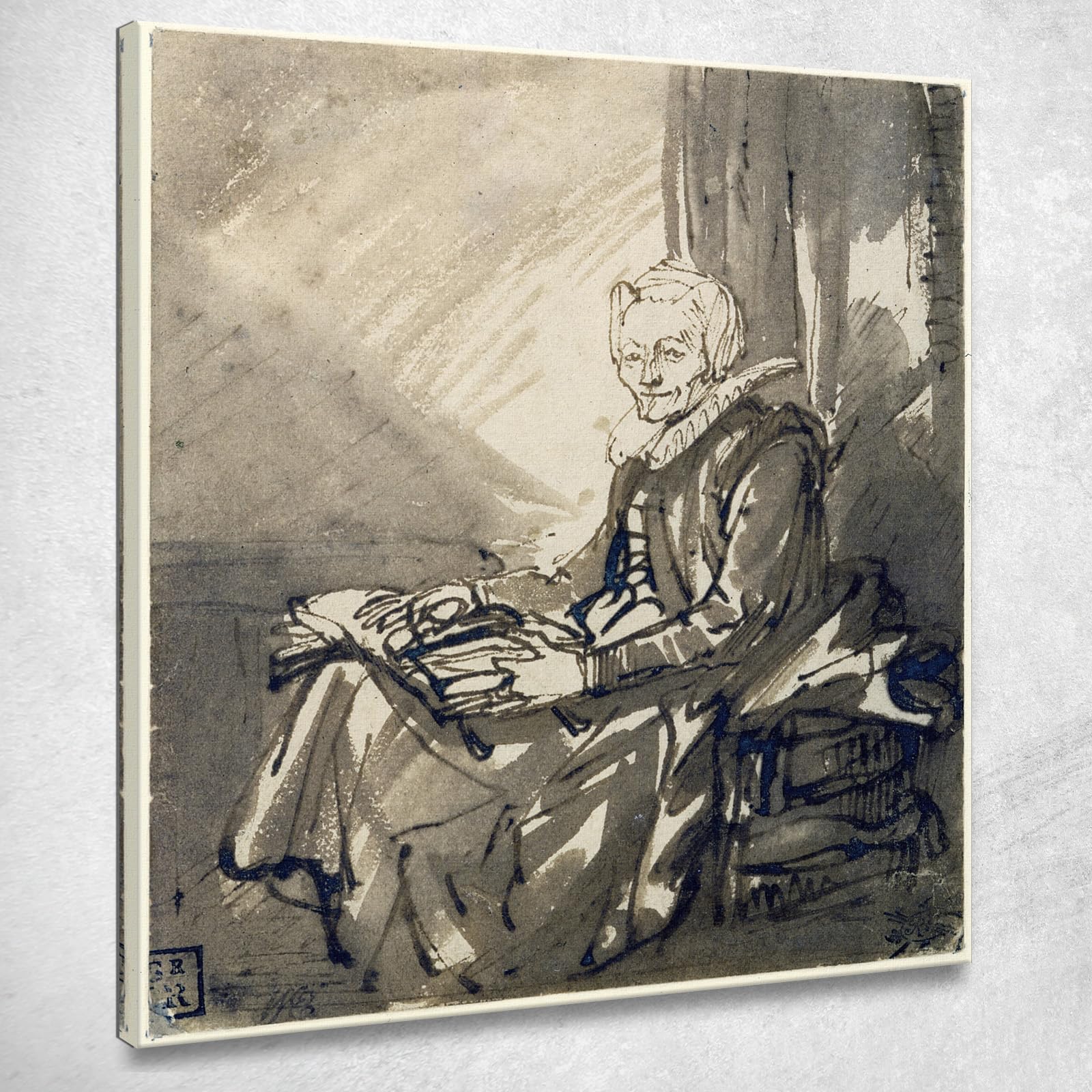 Rembrandt Femme assise tableau toile pour sublimer votre coin lecture