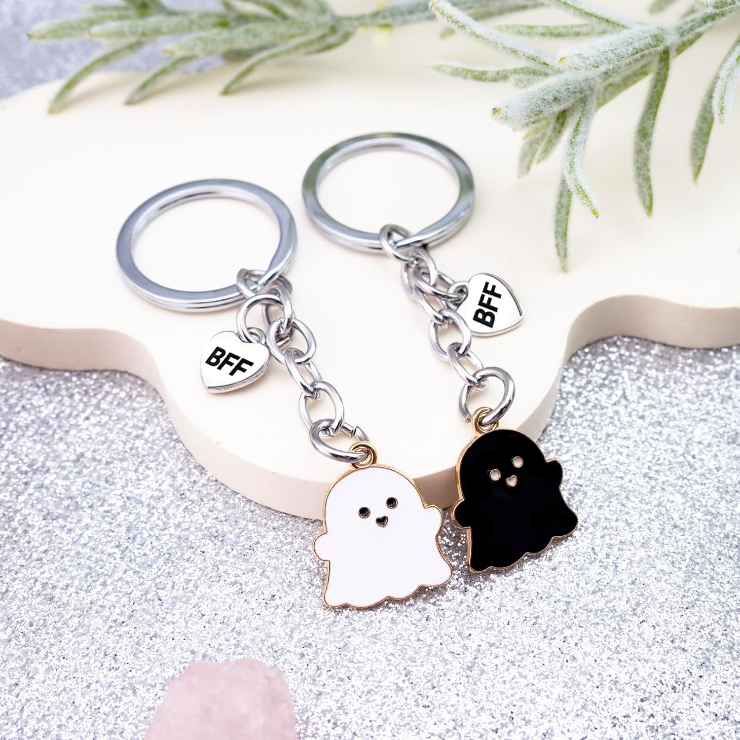 Best Friend Keychain Long Distance Friendship Gifts for Friends Cute Bff Gifts for Bestie Birthday Valentines Galentines Christmas Gift for Women Boo Basket Stuffers Best Womens Stocking Stuffer - Image 2