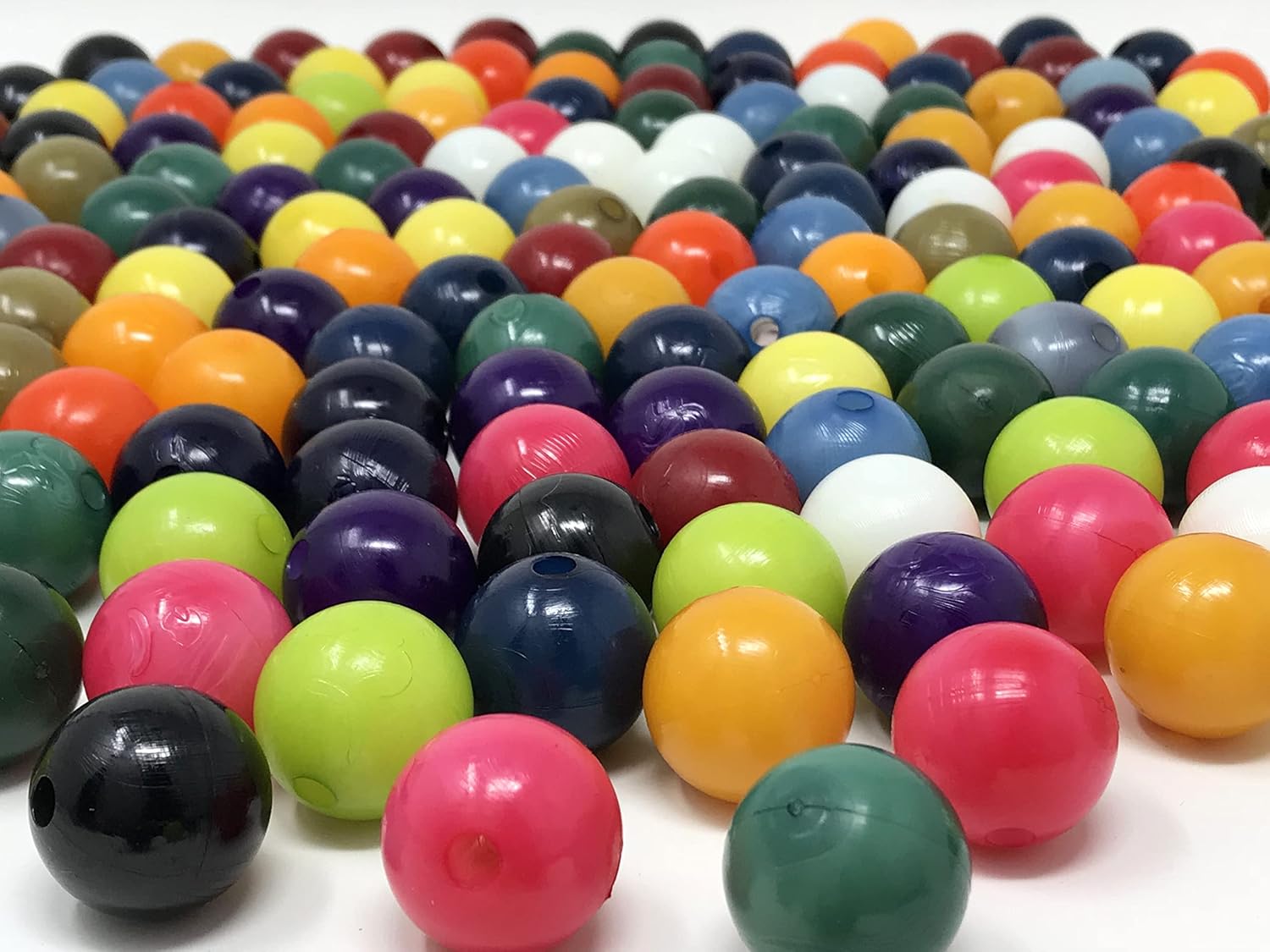 1" Nylon Balls Plastic Center Hole Assorted Colors Bag of 100 - USA Made (Black)