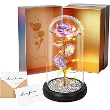 Mothers Day Rose Gifts for Mom from Daughter Son,Birthday Gifts for Women,Crystal Light Up Rose in A Glass Dome with Sparkling Base,Colorful Mothers Day Flowers Gifts for Mom Wife Grandma Anniversary