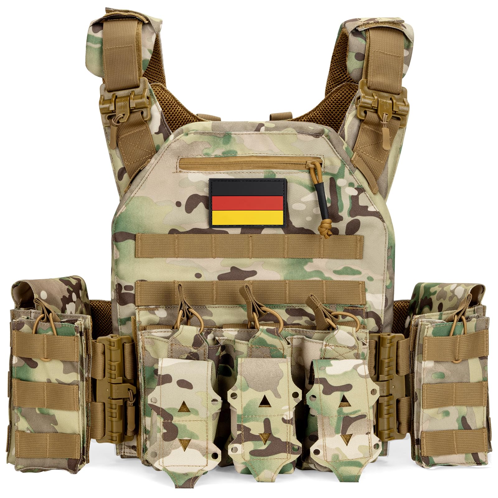 Jueachy Taktische Weste Airsoft Plattenträger: Quick Release Militär Weste Einstellbar Atmungsaktiv Beschwerte Weste für die Ausbildung - Plate Carrier Molle Schutzweste für Herren Paintball Polizei