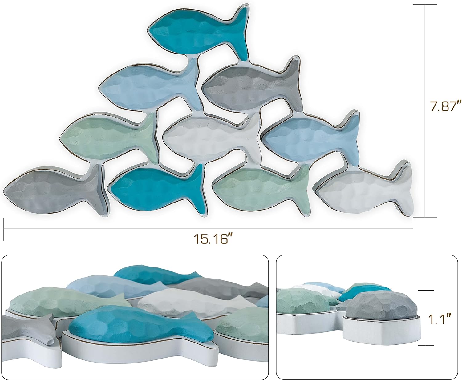 SAILINGSTORY Wooden Fish Wall Decor Coastal Beach Decoration for Home Lake House Decor Small