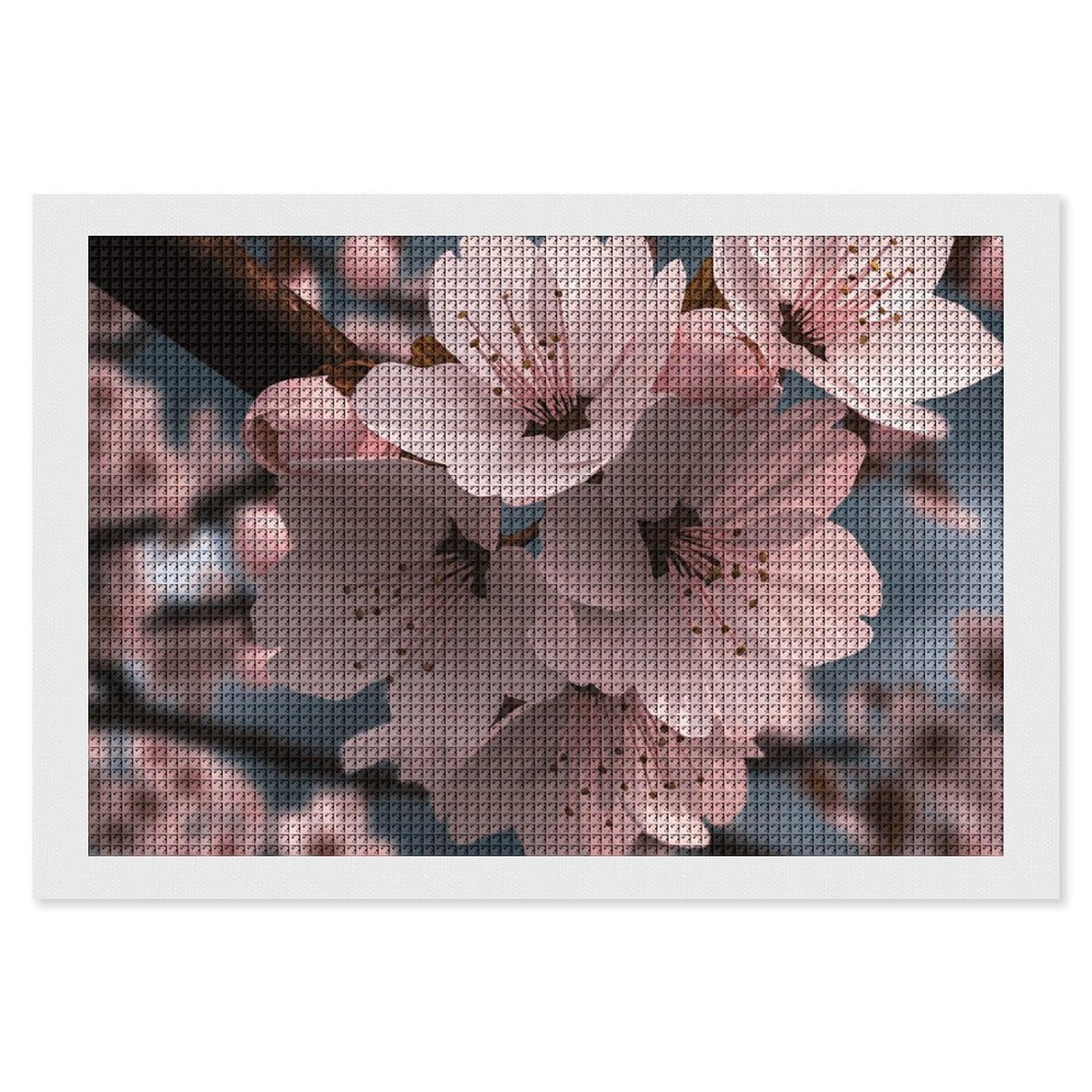 NONHAI Diamond Painting Kits for Adults - DIY Diamond Art Kits for Beginners - Full 5D Paint Drill Diamond Dots Paintings- Cherry Blossoms Diamonds Pictures Gem Art and Craft Wall Decor 8"x12"