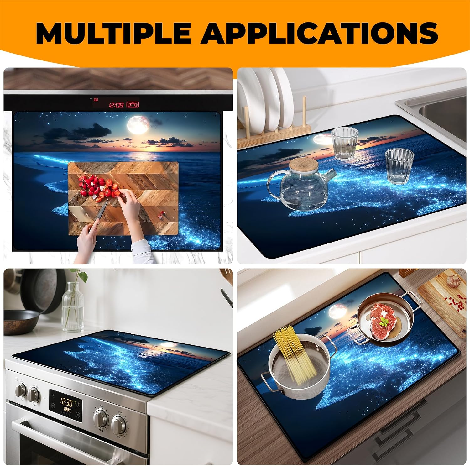 Silicone Glass Stove Top Cover- Mat for Electric Stove Protector with Anti-Slip Rubber Coating Scratch-Resistant XL Dish Drying Mats For Kitchen Counter Space (red, 28.5"x 20.5")