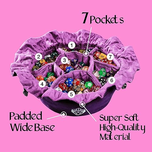 Miniatura 26 de CardKingPro Bolsas para Dados Inmensos con Bolsillos - Negro - Capacidad para más de 150 Dados - Ideal para Acaparadores de Dados [Diseño Patentado]