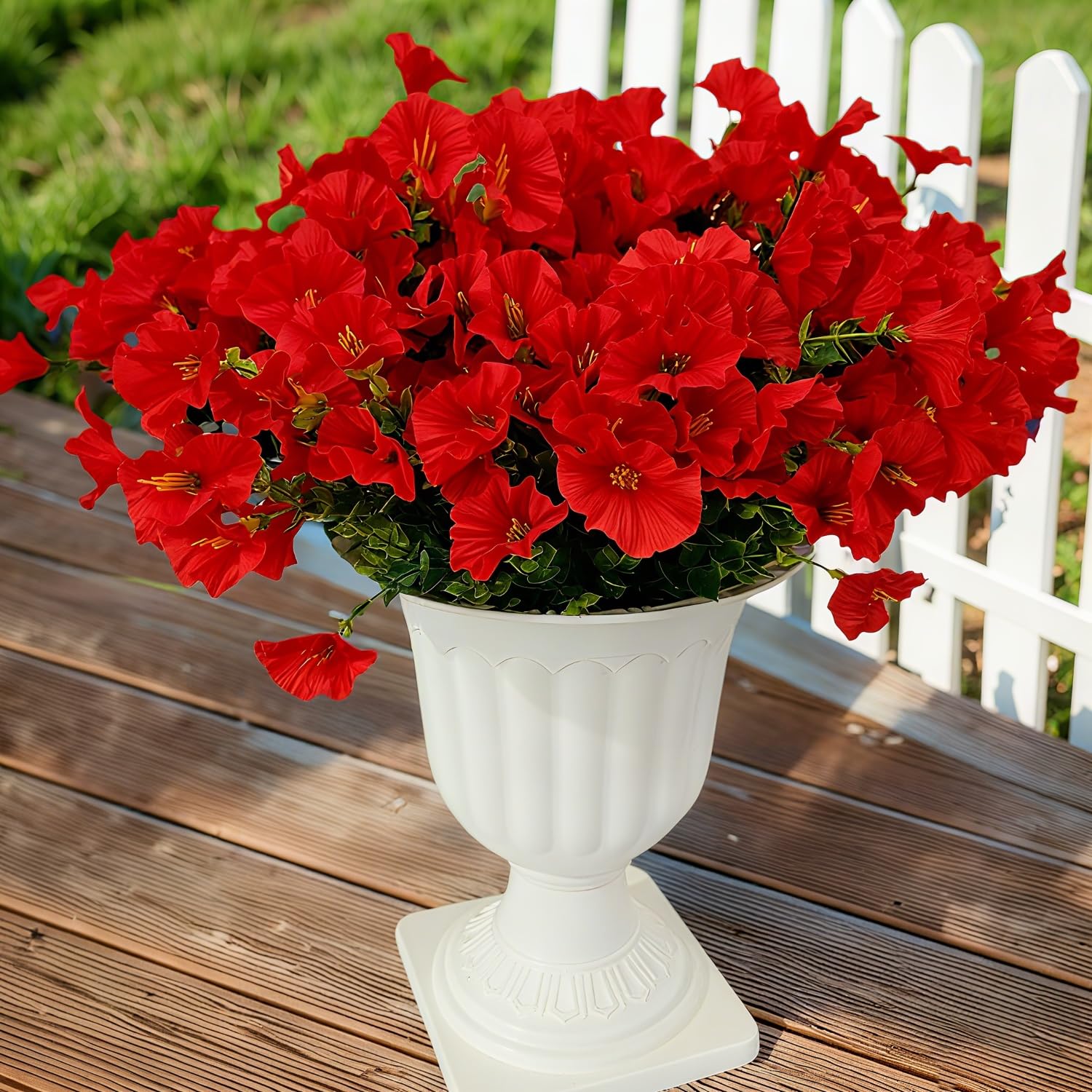 Fiori artificiali per esterni, resistenti ai raggi UV, non sbiadiscono, fiori artificiali in seta, piante decorative per interni ed esterni, piante da appendere, giardino, portico, finestra, casa