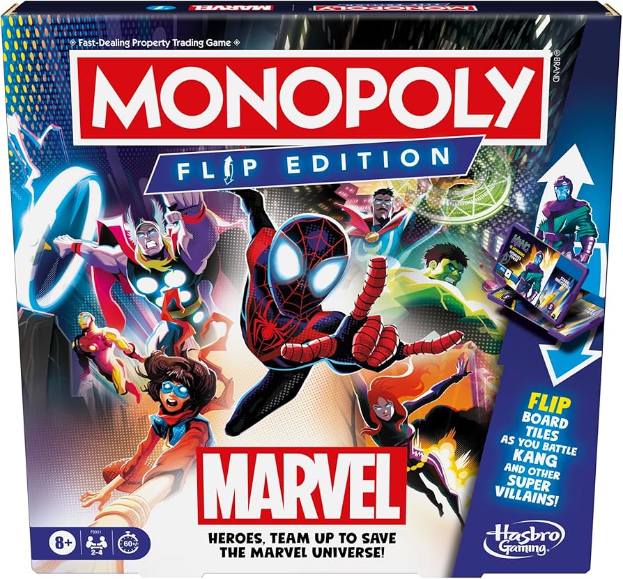 Amazon.com: Monopoly Flip Edition: Marvel Board Game | Ages