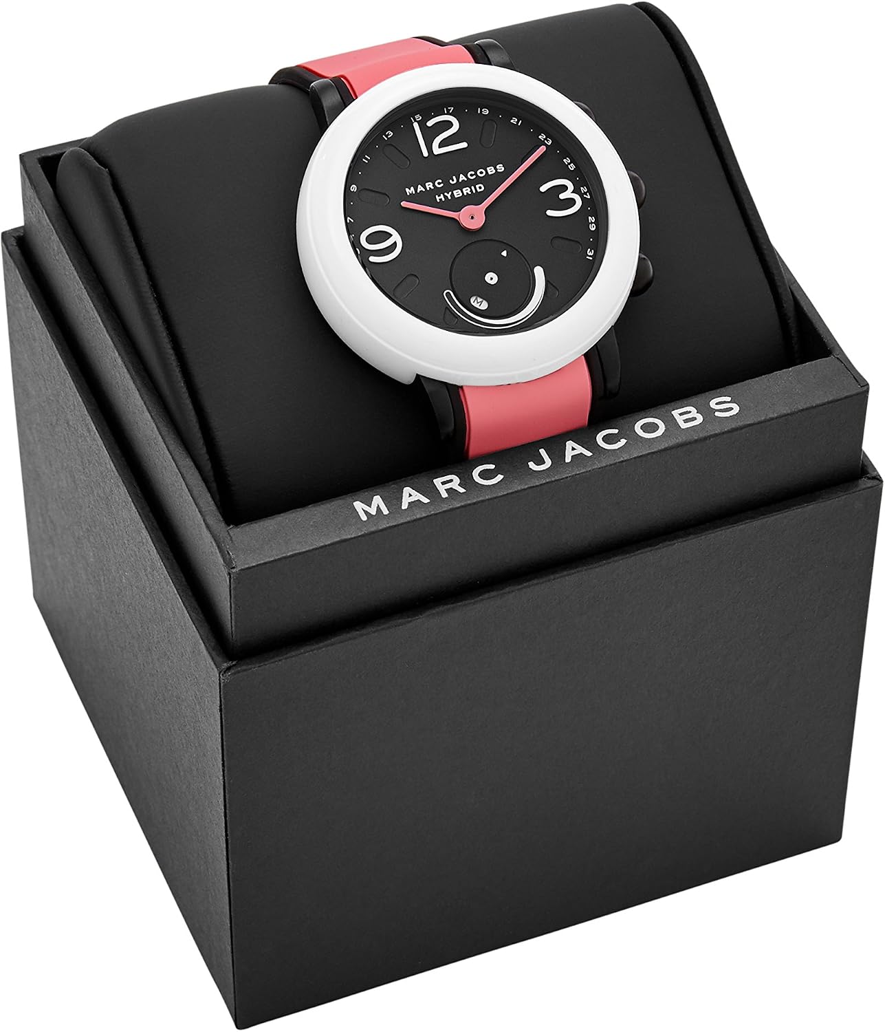 Amazon.com: Marc Jacobs Riley Hybrid Smartwatch en correa de silicona  deportiva para mujer, Rosado/Blanco/Negro
