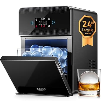 ecozy 2.4" Clear Ice Ball Maker Countertop with CrystalFlux Technology,