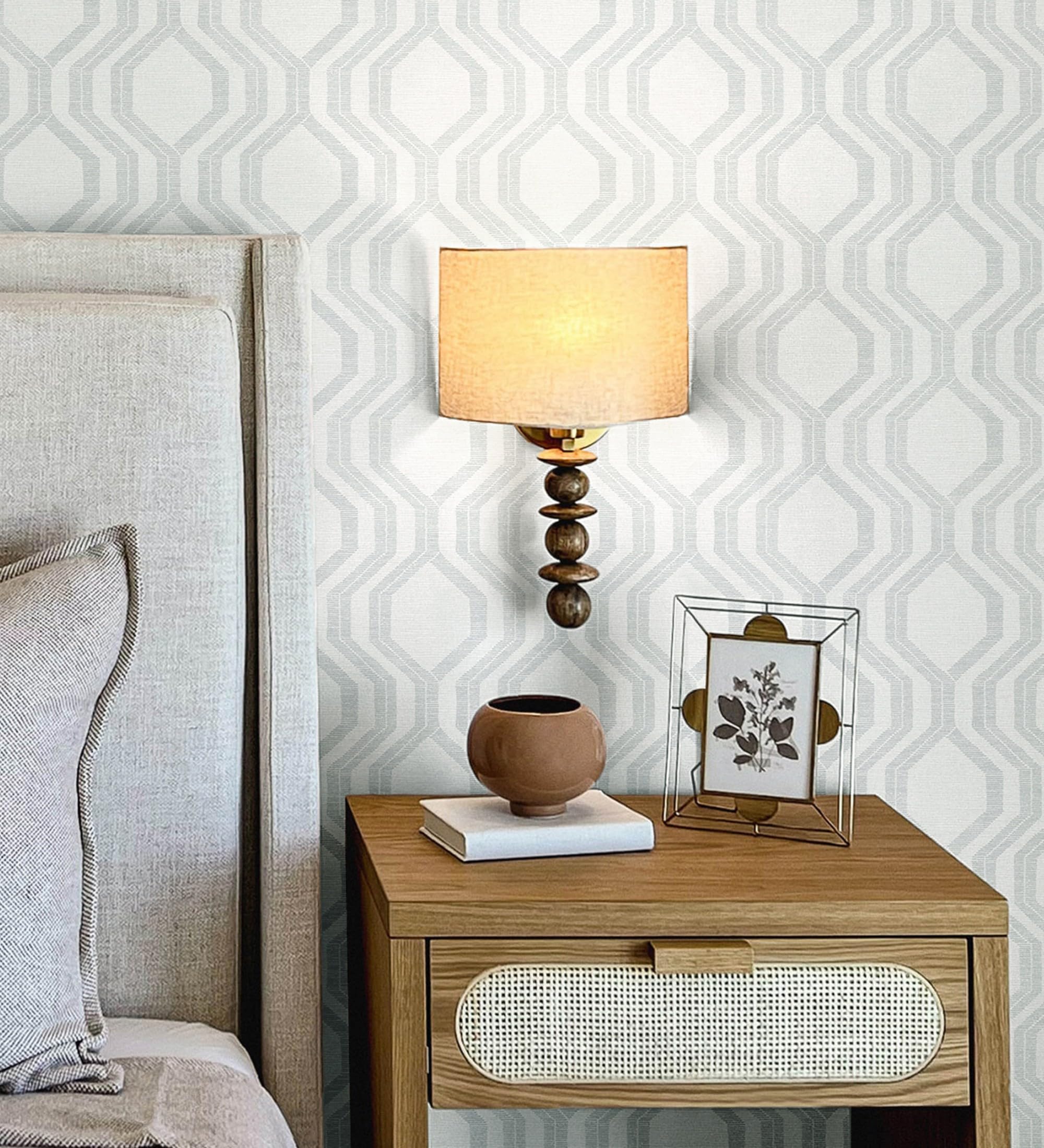 Papier peint hexagonal GAULAN 683074 gris et blanc en rouleau de 10 m x 0,52 m