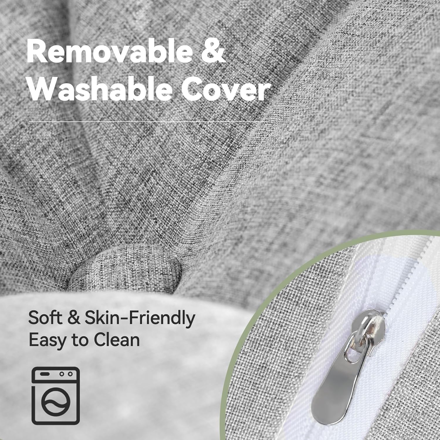 23" H Bed Wedge Reading Pillow with Adjustable Headrest, Reading Pillow for Sitting in Bed Couch Adult Backrest Pillow for Neck Back Lumbar Support with Removable Washable Cover Light Gray