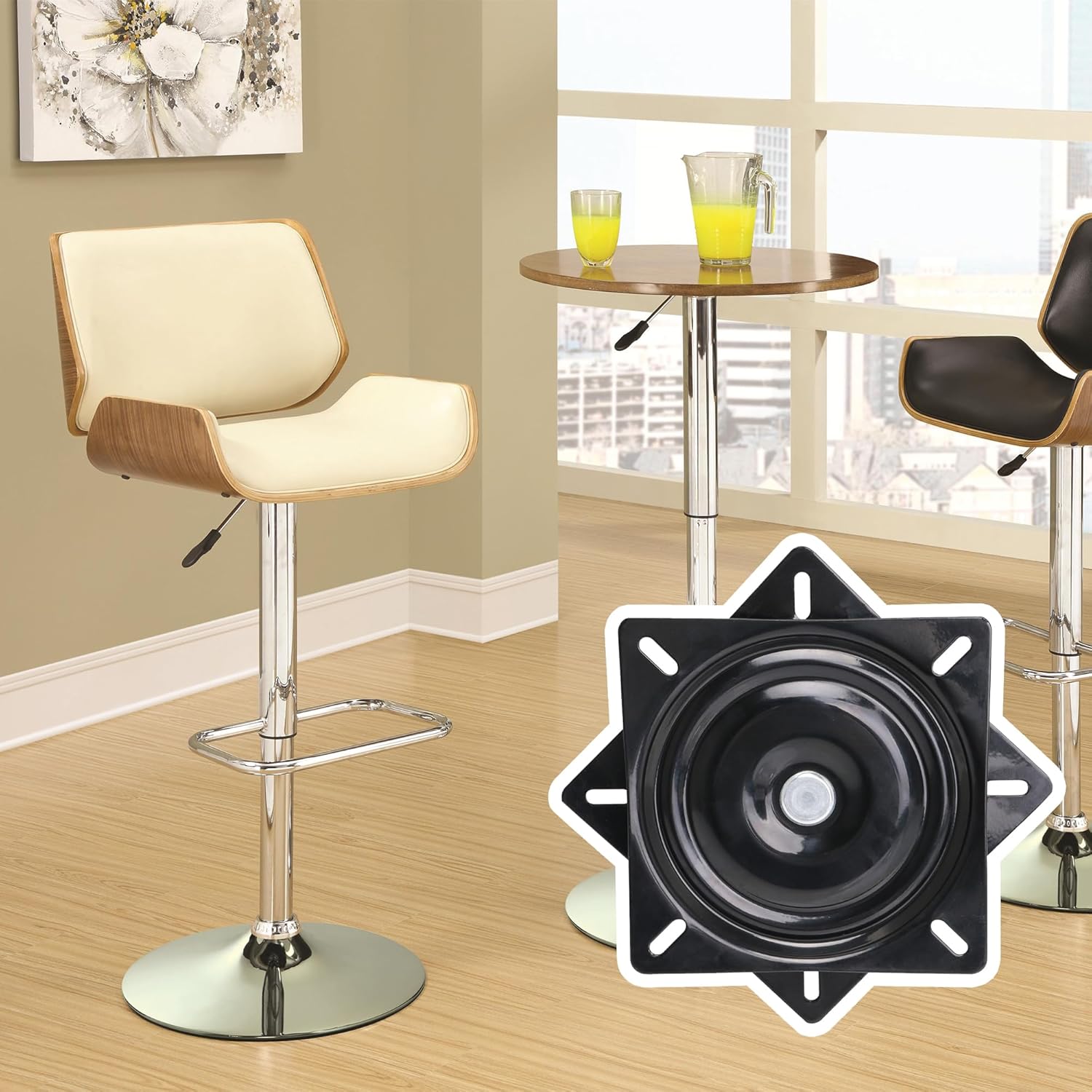 Yibuy Bar Chair Swivel Base Replacement 6.1inch Furniture Chair Swivel Turntable