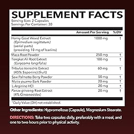 Horny Goat Weed Capsules for Men & Women - Extra Strength Performance & Energy Support with Tongkat Ali, Muira Puama, and Saw Palmetto - 1 Month Supply Herbal Supplement for Increased Endurance