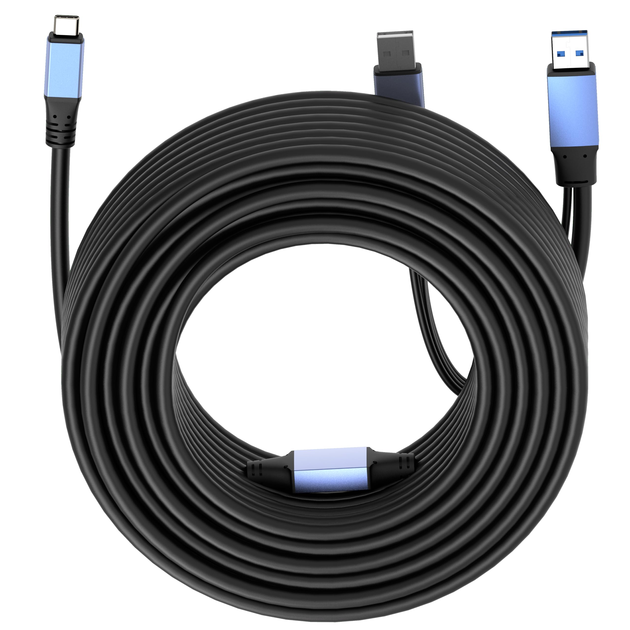 OkyLink Cable USB 3.0/3.2 Gen1 USB a USB C, macho a macho, cable de transferencia de datos, doble función de 5 Gbps con chip, apto para cámaras e impresoras. (5 Gbps, gris, 20 m)