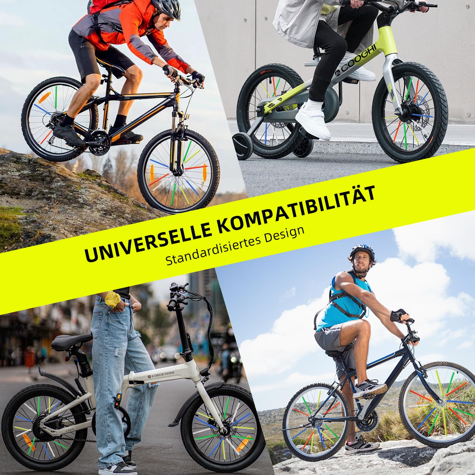 Lot de 72 réflecteurs pour vélo à 360° – Ensemble résistant à l’eau, montage simple