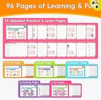 Vista 6 de Large Magic Grooved Writing Practice for Kids 3-5, Grooved Writing Books Ages 6-8, Magic Book Handwriting Practice for Kids 5-7, Preschool Workbook