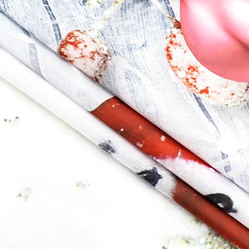 Miniatura 8 de LB Tapiz navideño de muñeco de nieve, lindo muñeco de nieve con bola de Navidad rosa sobre madera gris, tapiz de pared para dormitorio, nieve de