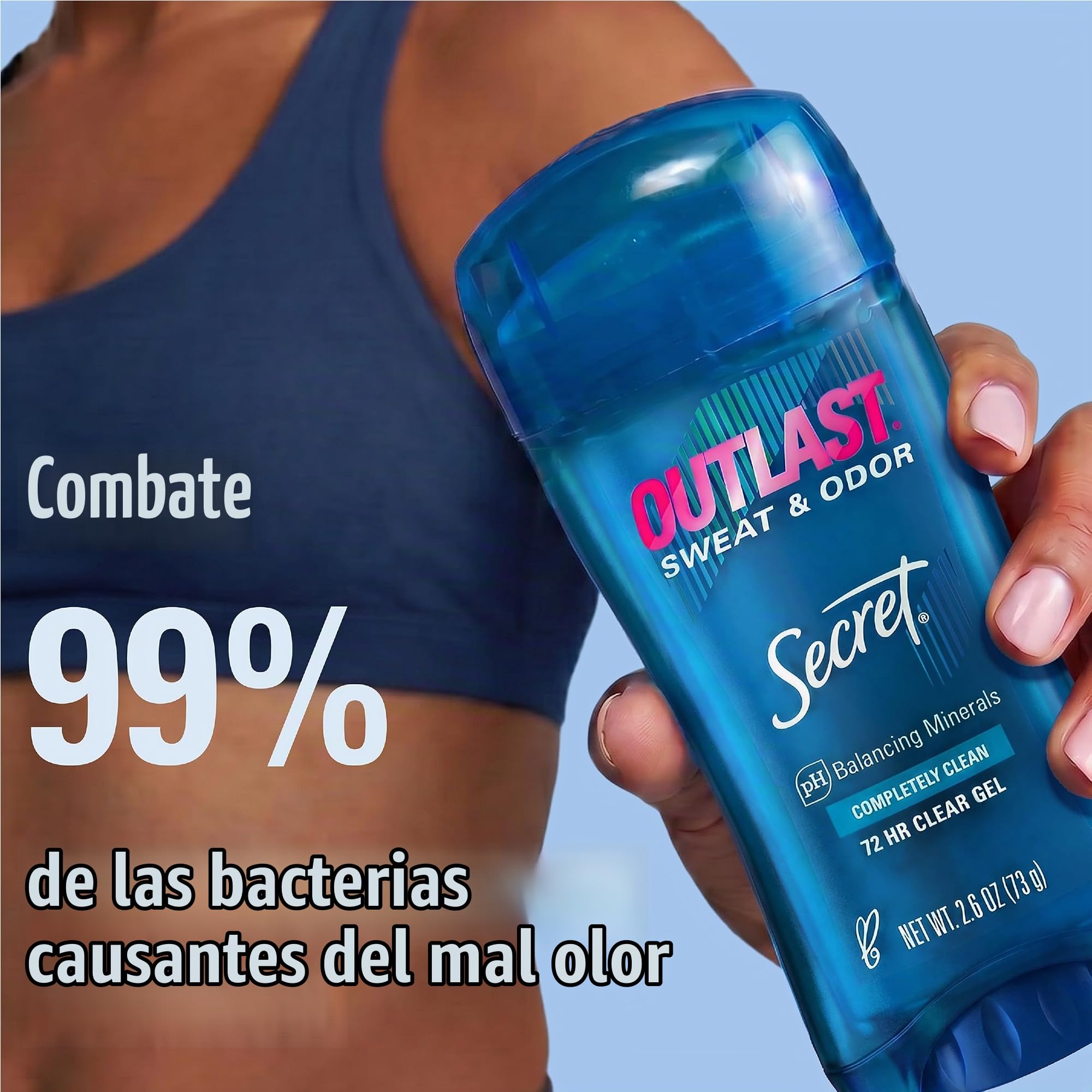 Secret Outlast - Gel antitranspirante y desodorante transparente, absolutamente limpio, 2,6 oz, 2 unidades