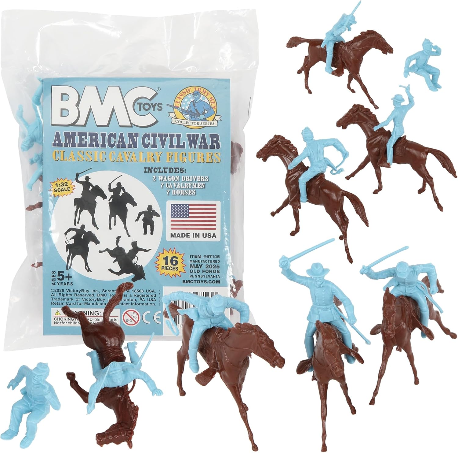 BMC Classic Marx Civil War Cavalry - 16pc Charcoal Gray Plastic Figure Playset