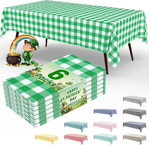 Miniatura 74 de misaya Paquete de 4 manteles desechables de búfalo, mantel de plástico impermeable de 54 x 108 pulgadas, manteles rectangulares a cuadros azules y