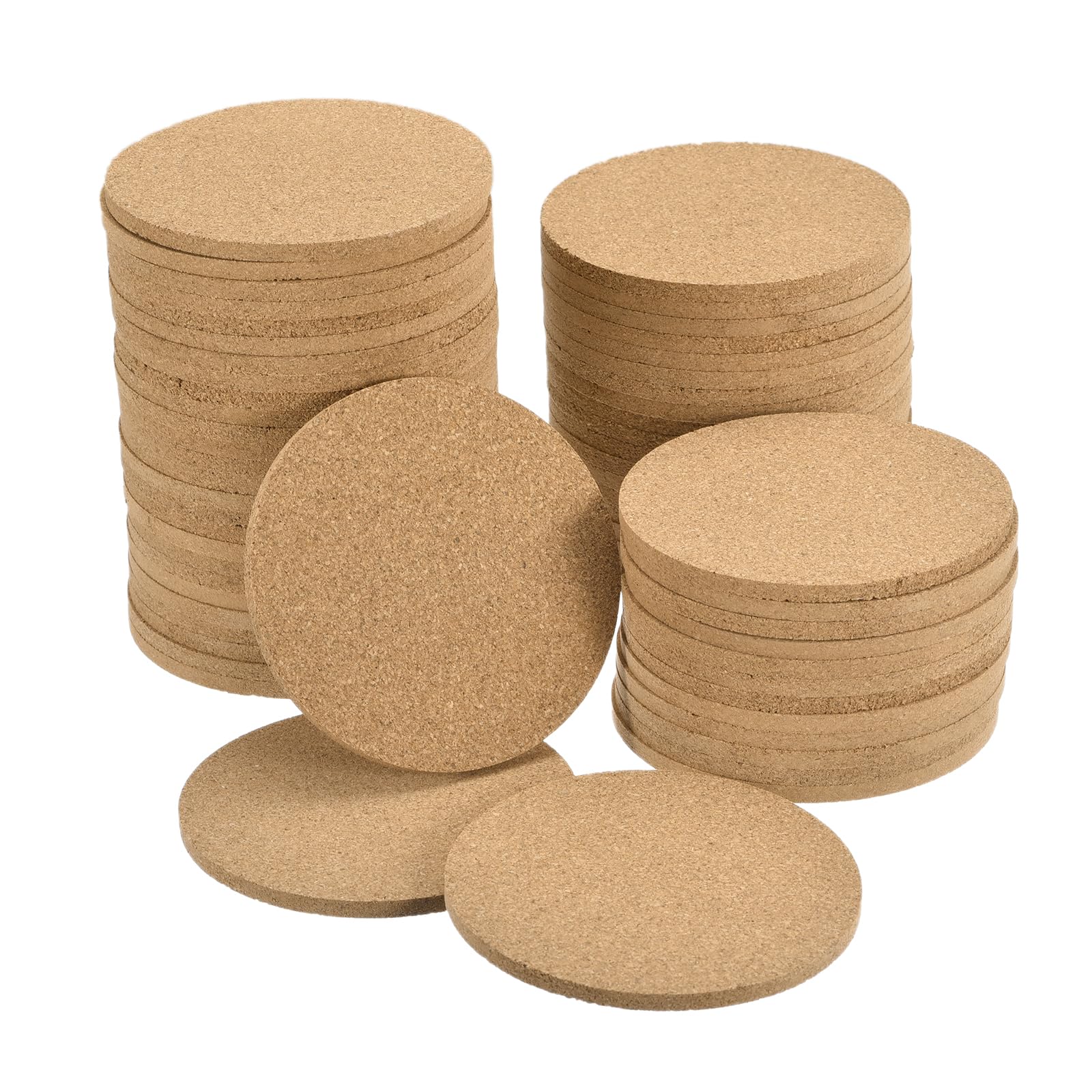 QUARKZMAN Lot de 60 Pièces sous-Verres Ronds 100mm (3,94") en Liège | pour la Vaisselle, d'Épaisseur 5mm