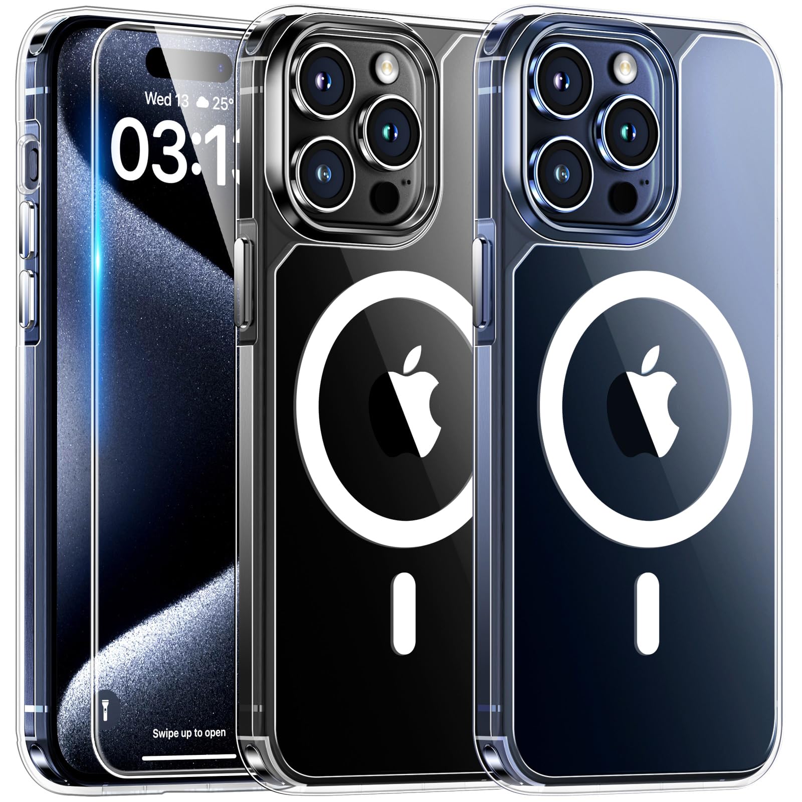 TAURI for iPhone 15 Pro Case, Compatible with MagSafe with Screen Protector, Anti-Yellowing Military-Grade Protection Shockproof Slim Magnetic Case for 15 Pro, ClearGlobal Recycled StandardGlobal Recycled StandardClimatePartner certifiedGlobal Recycled Standard