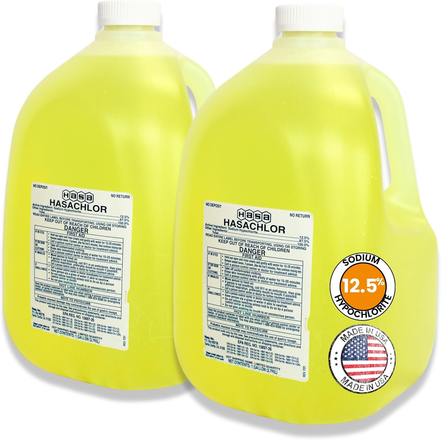 DPM HASA Liquid Chlorine for Swimming Pool | Sodium Hypochlorite 12.5 Percent Pool Shock | Made in USA | Commercial Grade Pool Chlorine Liquid | Essentials Chlorinating Liquid (2)