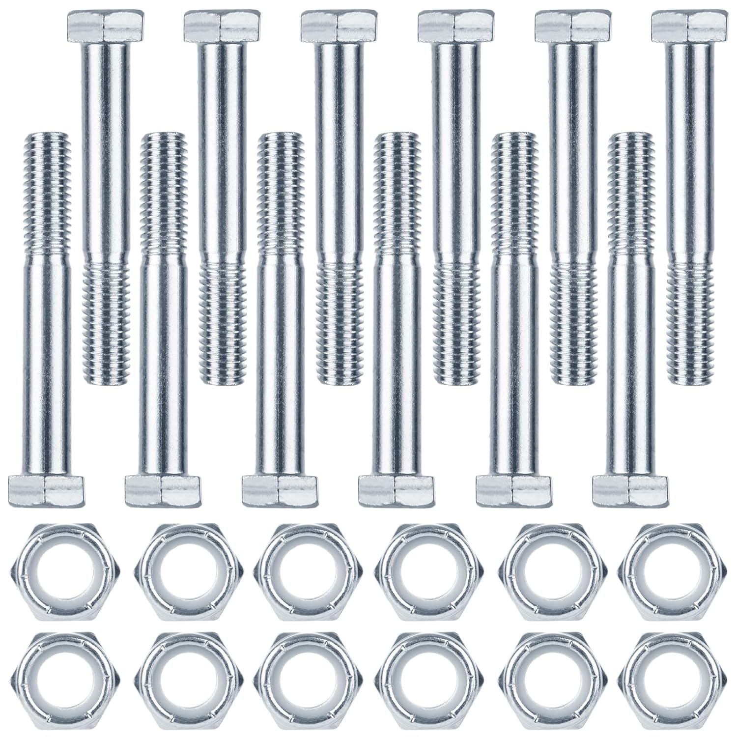 12 Pack Grade 5 Shear Bolts for Rotary Cutters - 1/2" x 3-1/2" Shear Bolt Kit with Nylock Nuts - Nut Bolt for Brush Cutter, Snowplow, Tractor Gearbox, Rotary Cutter