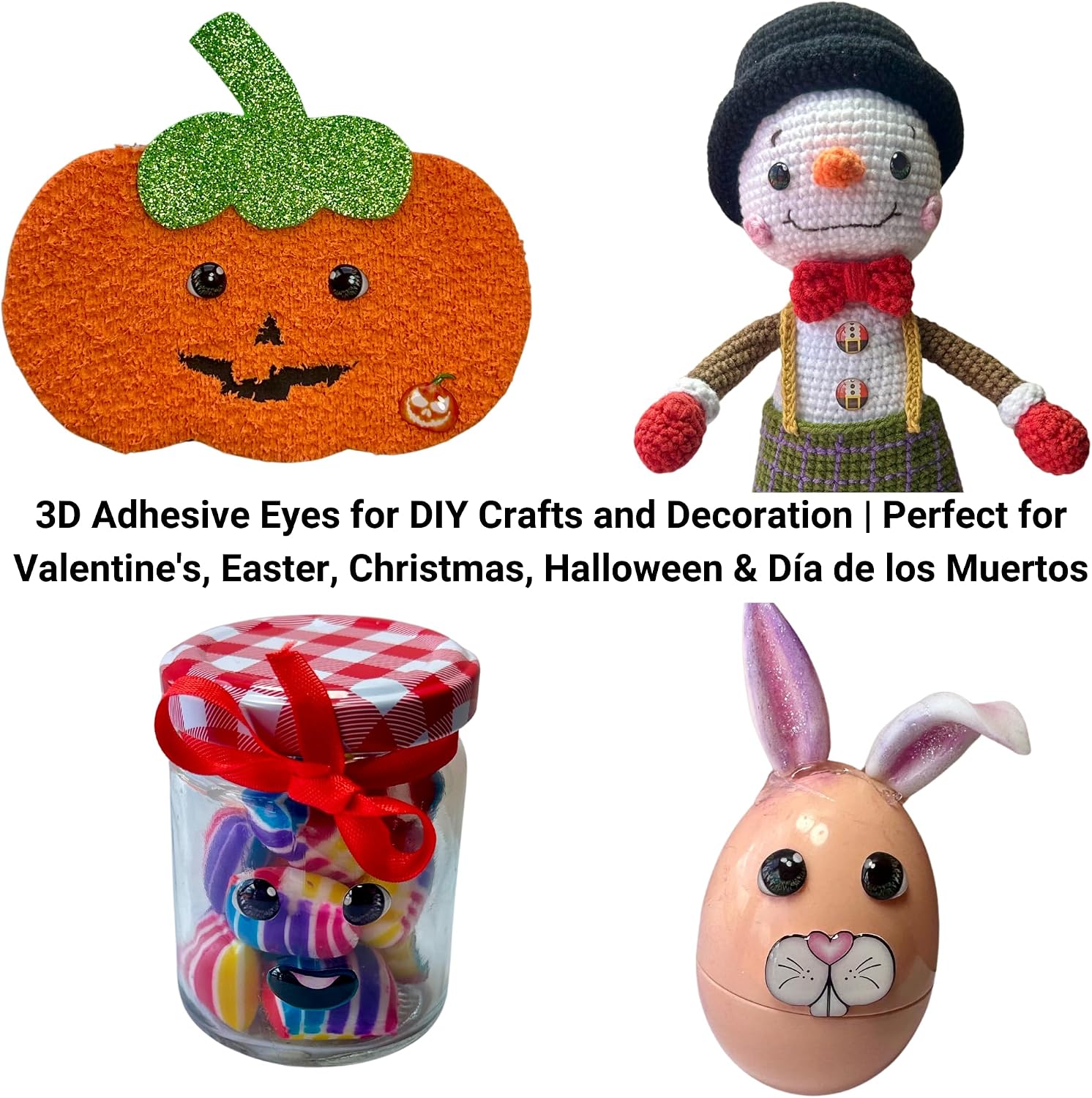 366-7: 3D Resin Googly & Wiggle Eyes (24 Pcs/12 Pairs) 7mm – Brown, Blue, Green, Gray – Self-Adhesive for DIY Crafts, Clay, Felt, EVA, Cold Porcelain, Polymer Clay, Sculptures, Amigurumi