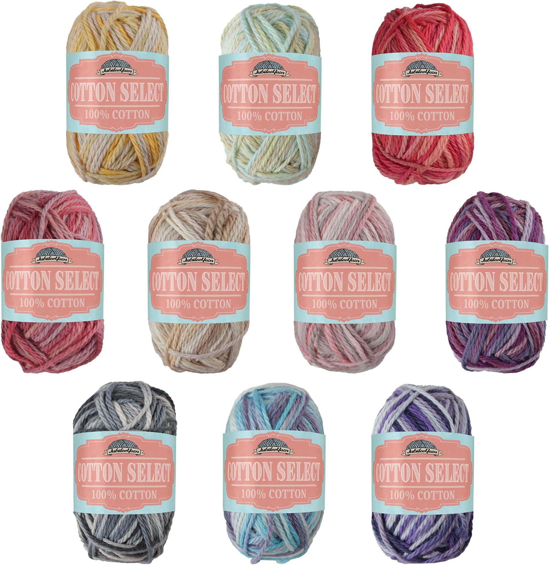 JubileeYarn Cotton Select Bonbon Yarn - Assortment D - 10 Skeins