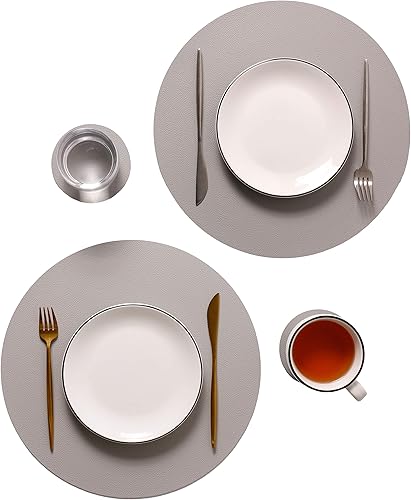Manteles individuales y posavasos lavables de cuero, impermeables, resistentes al calor, fáciles de limpiar para mesa de comedor, juego de 4
