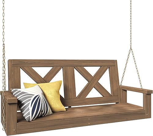 Porchgate Amish - Columpio para porche de granja de 700 libras con cadenas 5 pies mancha cálida de nogal