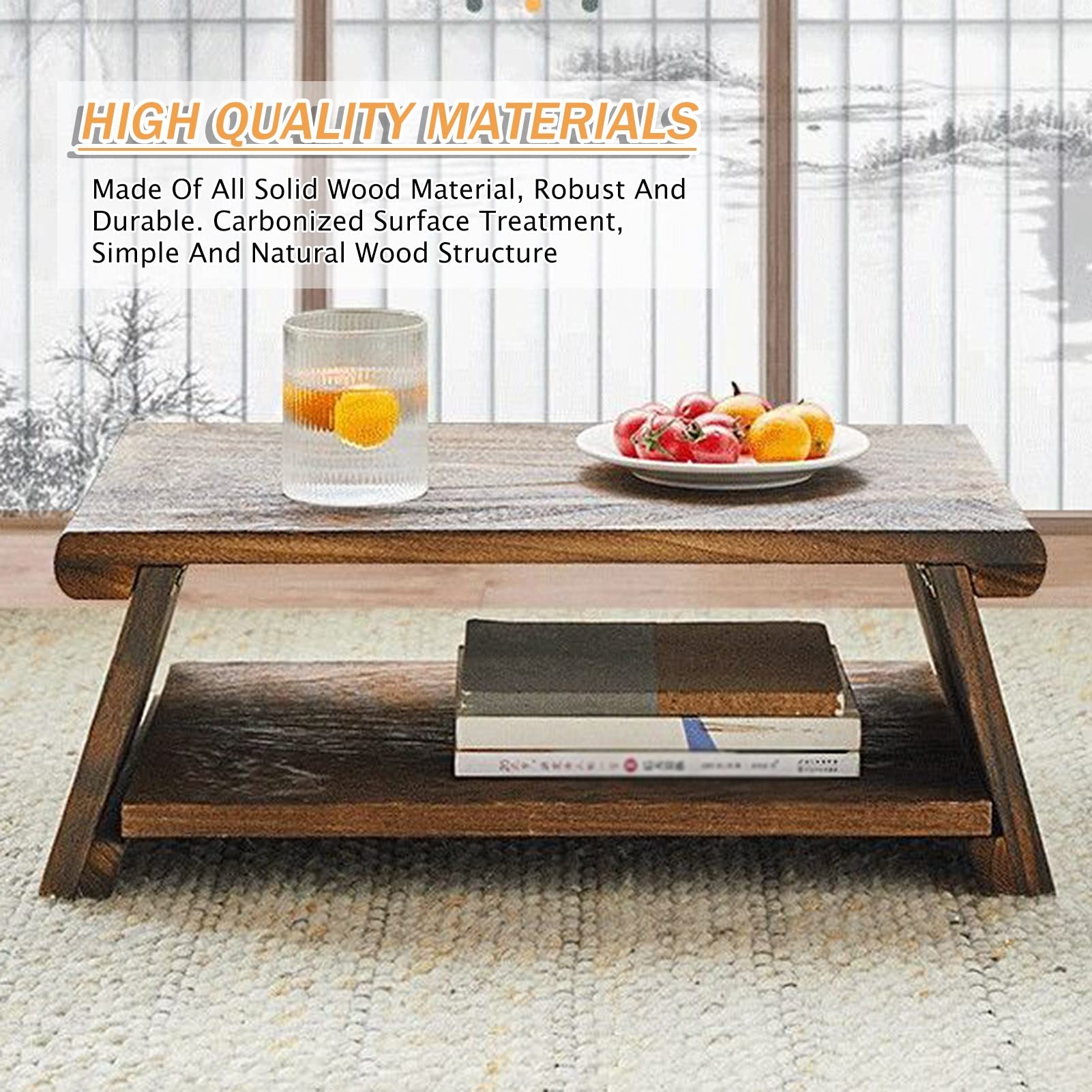 Mesa plegable de tatami, mesa de café japonesa, mini mesas, fácil de almacenar, para sala de té, al aire libre, balcón, sala de estar (tamaño : 60 x 30 x 20 cm)