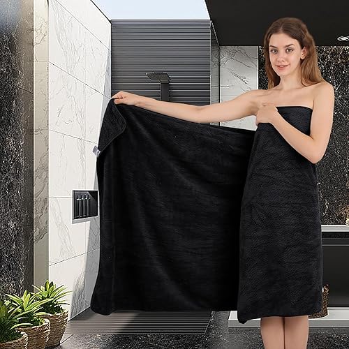 Miniatura 2 de Juego de 4 toallas de baño ultrasuaves de microfibra texturizada, extra grandes, de 35 x 70 pulgadas, de secado rápido, altamente absorbentes,