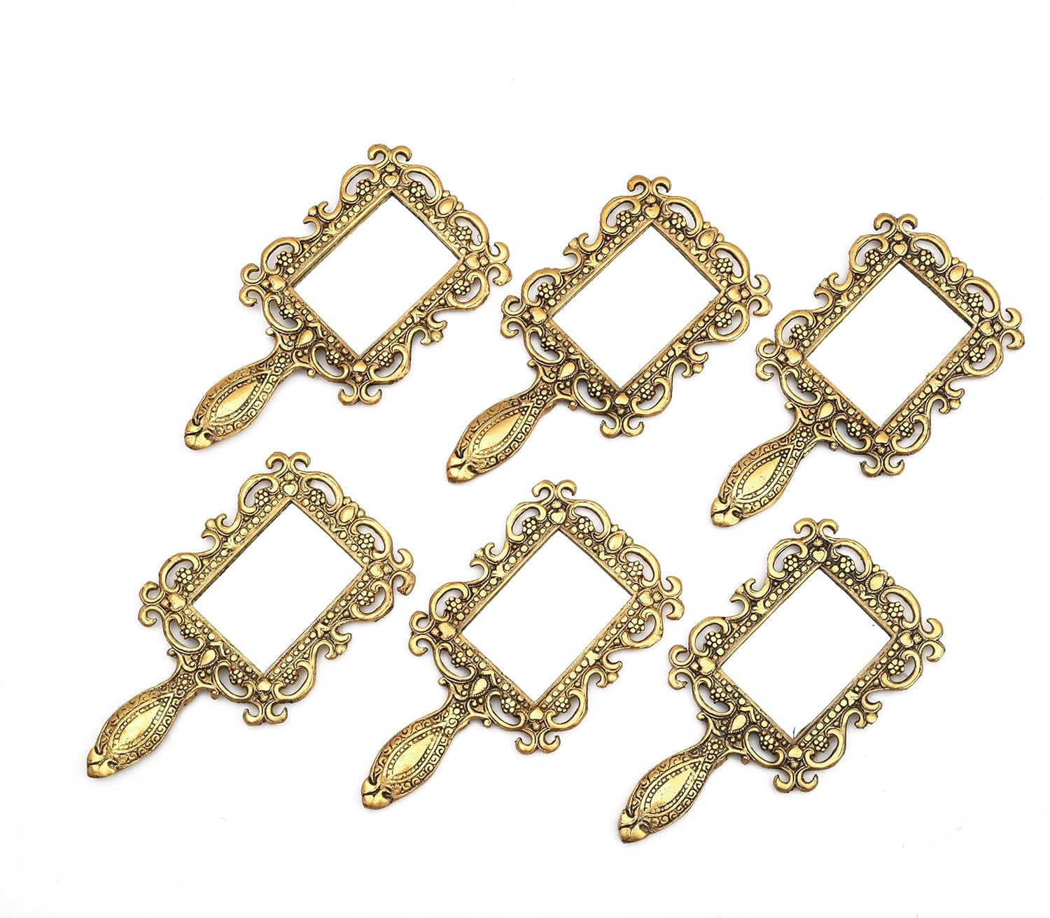 Nirmal Handicraft Metal Handheld Mirror with Handle Antique Craft