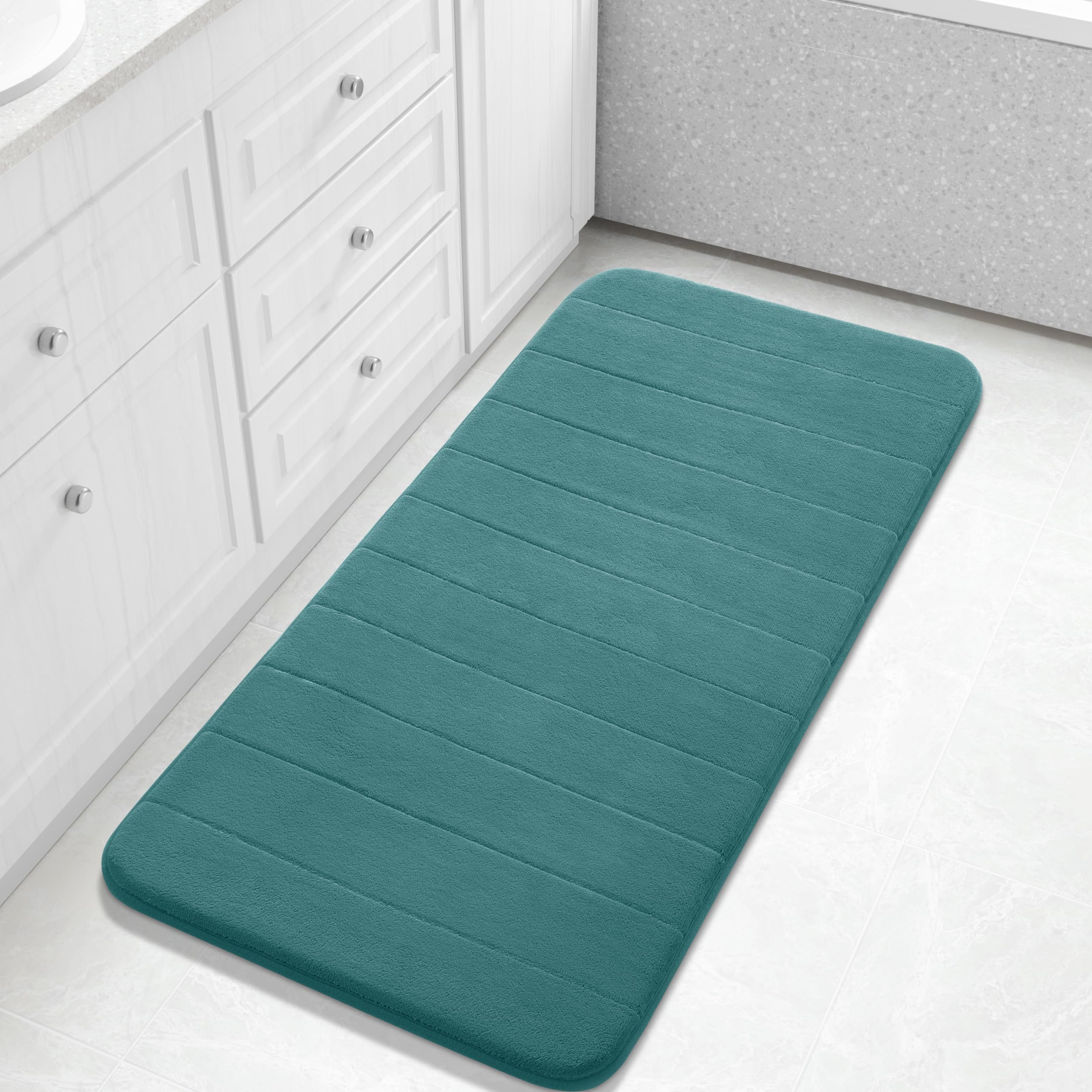 Yimobra Long Bath Mat 44"x24", Super Soft Quick Dry Memory Foam Bathroom Rug, Water Absorbent, Non Slip Backing Machine Washable for Tub Shower, Thick