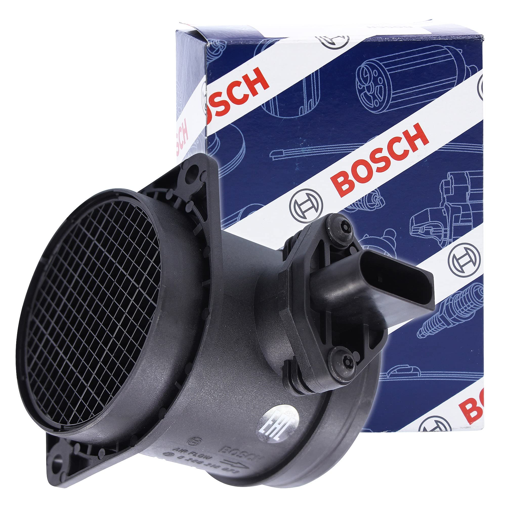 BOSCH Medidor de masa de aire Sensor De Flujo De Aire 0 280 218 073 Compatible con VW Golf IV Hatchback 1J1 Golf V Hatchback 1K1 Multivan T5 7HM, 7HN, 7HF, 7EF, 7EM, 7EN Passat B5 GP Variant 3BG, 3B6