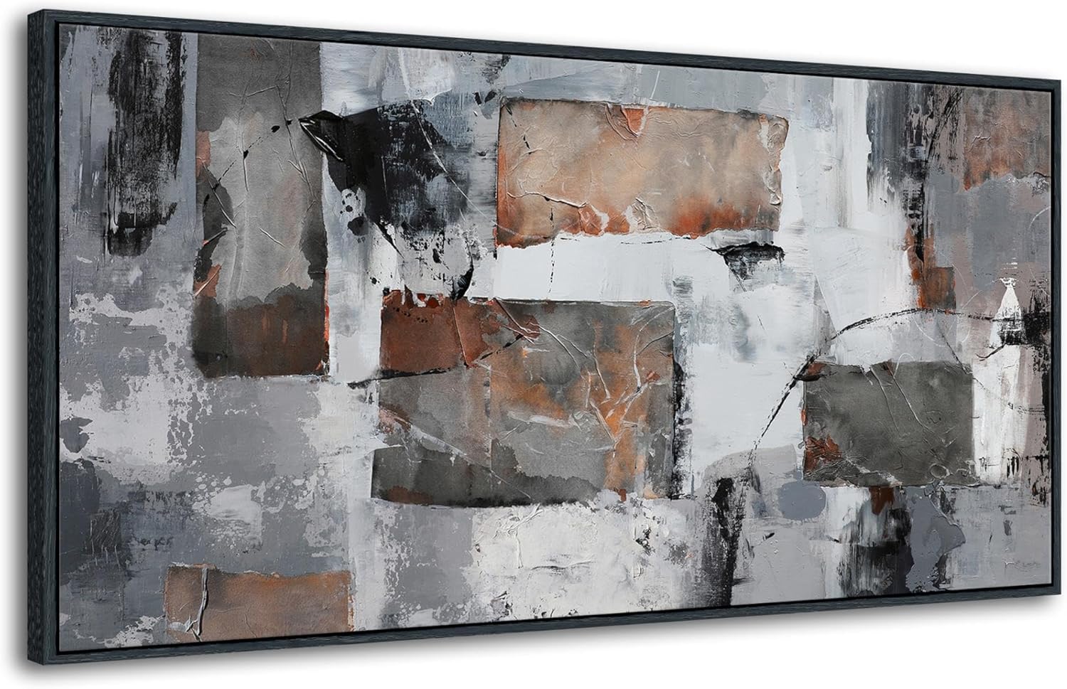 Large Wall Art - Abstract Modern Canvas Wall Art for Living Room, Framed Wall Decor for Bedroom, Decorative Artwork for Wall Decor in Gray and Black Tones 29×58IN - Image 8