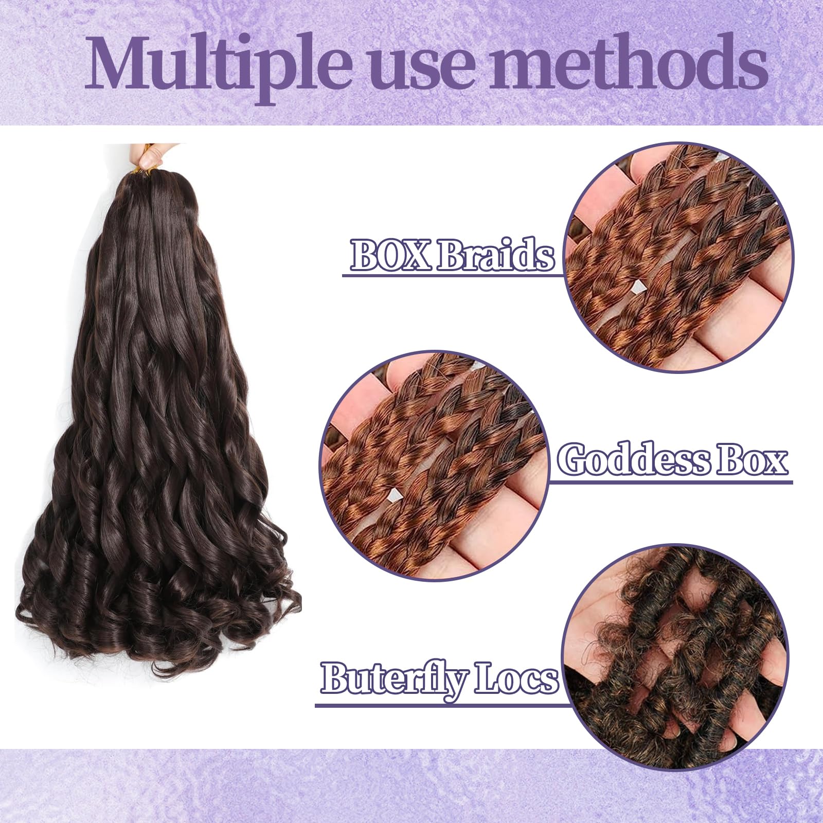18 Inch French Curls Braiding Hair 8 Packs Spanish Curly Braids Pre Stretched Loose Wave Soft French Curl Synthetic Braiding Hair Extensions for Women (4#, 18 Inch (Pack of 8))