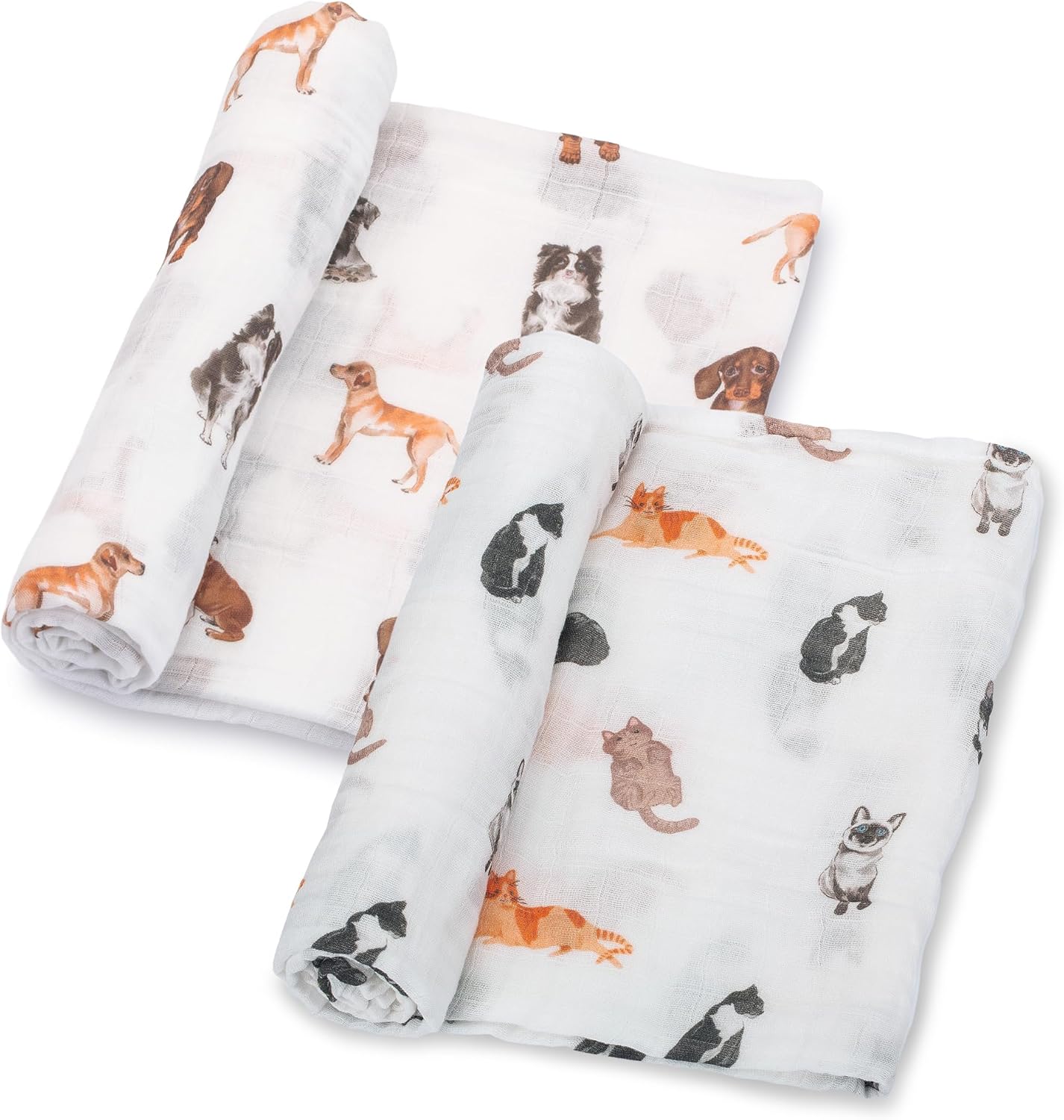 LollyBanks Muslin Swaddle Blankets 2PACK, 100% Cotton Baby Blanket 47 x 47 Inches, Large Baby Swaddle Breathable, Muslin Blankets for Boys and Girls (Mallard Duck and Fishing Print)
