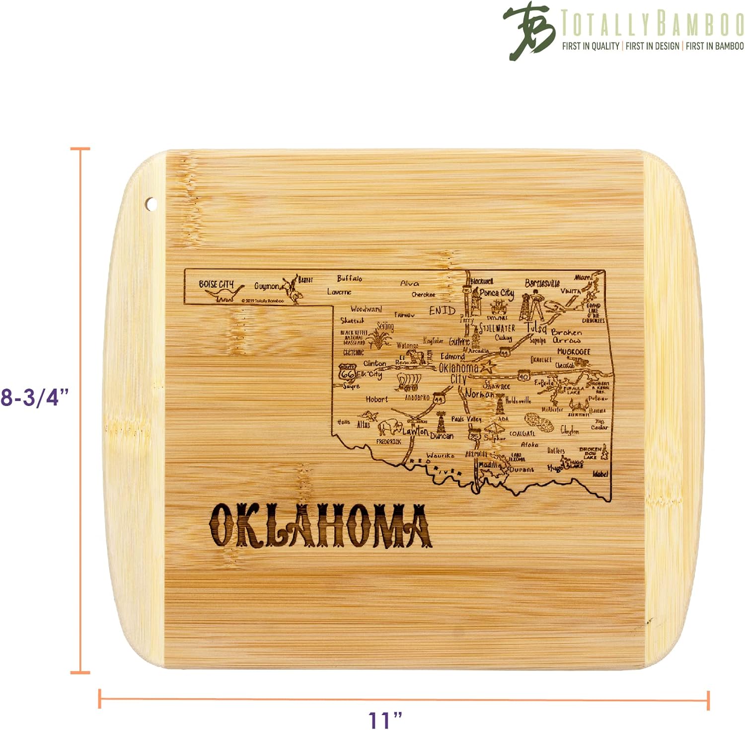Totally Bamboo A Slice of Life Oklahoma State Serving and Cutting Board, 11" x 8.75" - Image 5