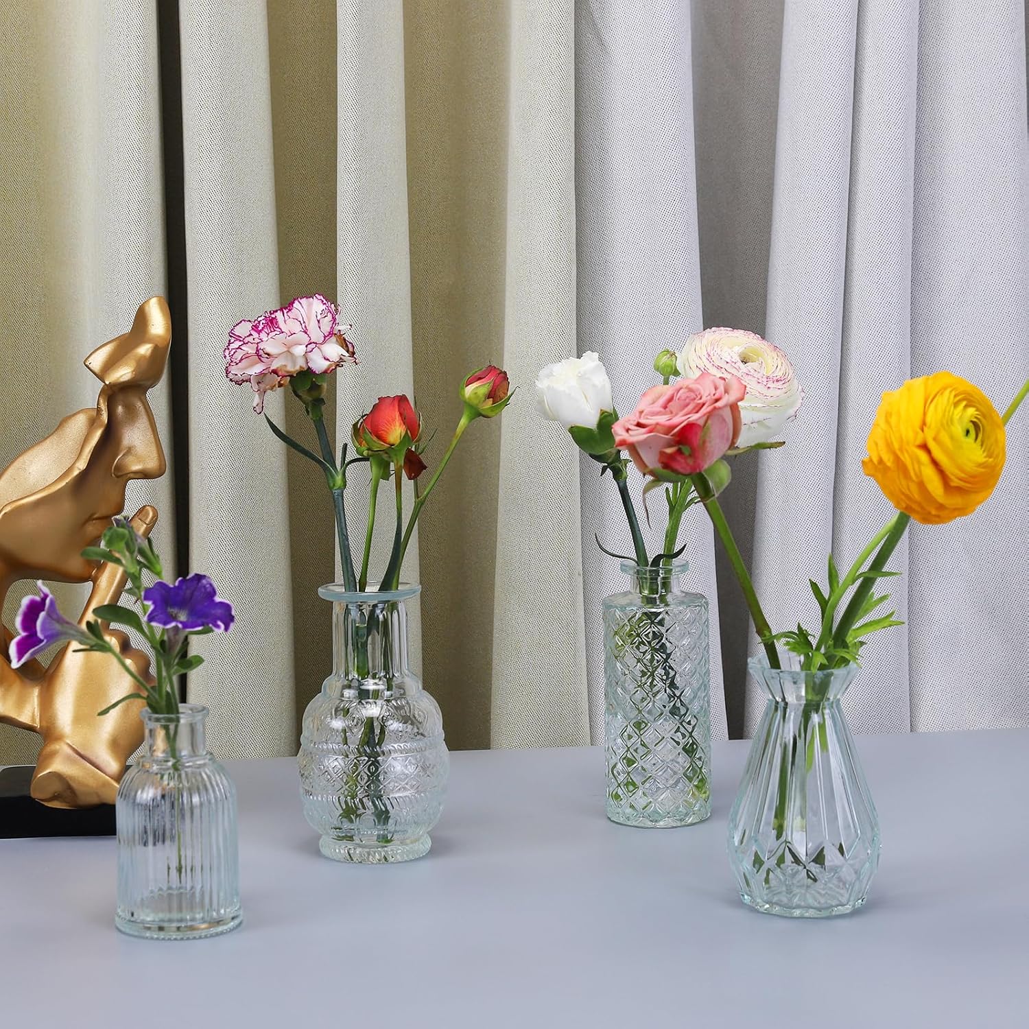 12 Pcs Small Glass Bud Vase Set of，Mini Vintage Vases in Bulk, Clear Bud Vases for Centerpieces， Rustic Wedding Decorations，Home Table Flower Décor. - Image 4