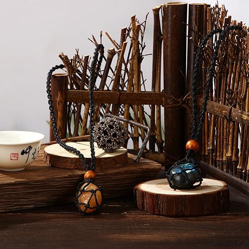 Miniatura 5 de Shappy 3 piezas de cordón de collar vacío soporte de piedra colgante soporte de piedra ajustable collar collar collar soporte de piedra collar