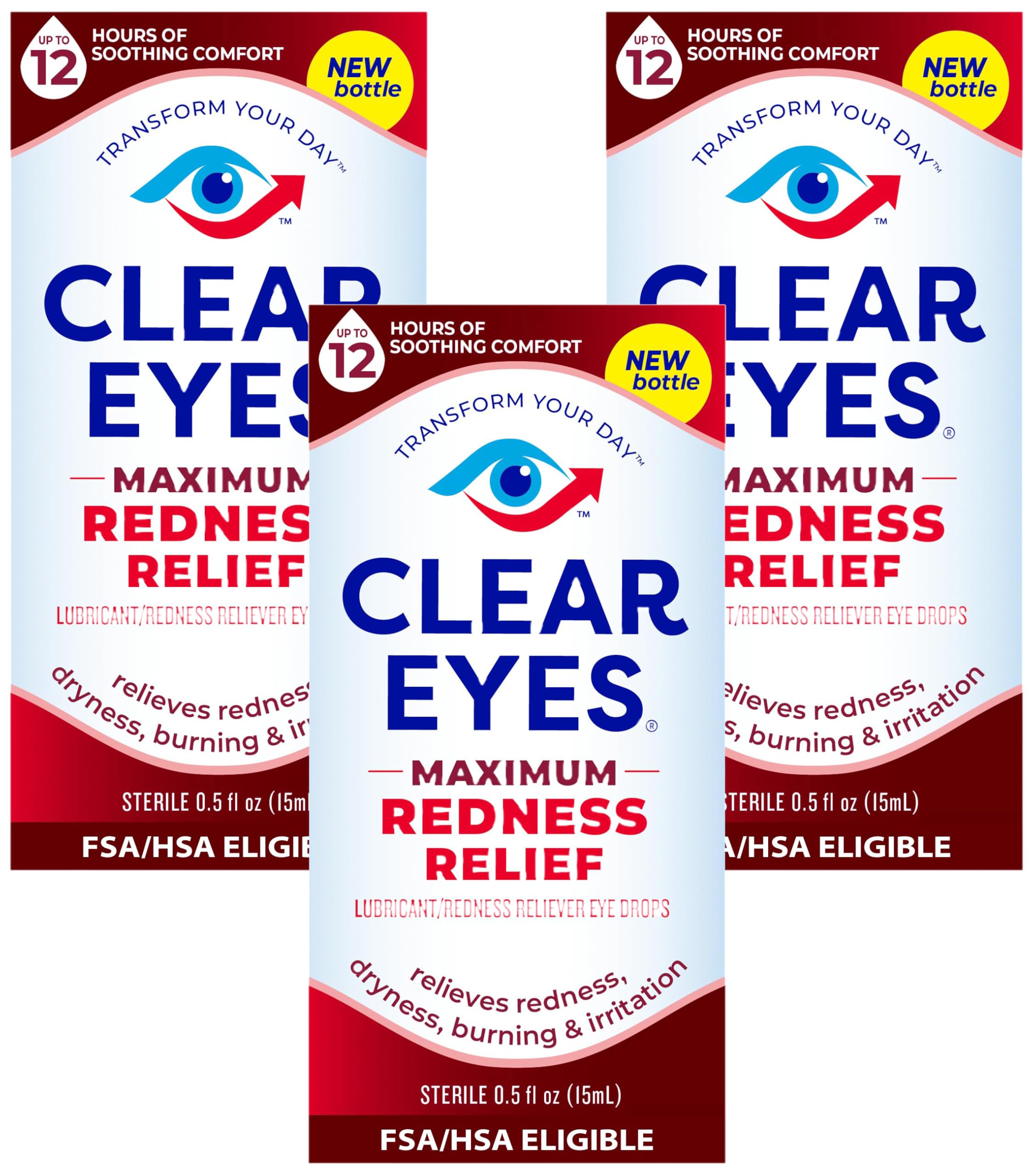 Clear Eyes | Maximum Redness Relief Eye Drops | 0.5 FL OZ (Pack of 3)