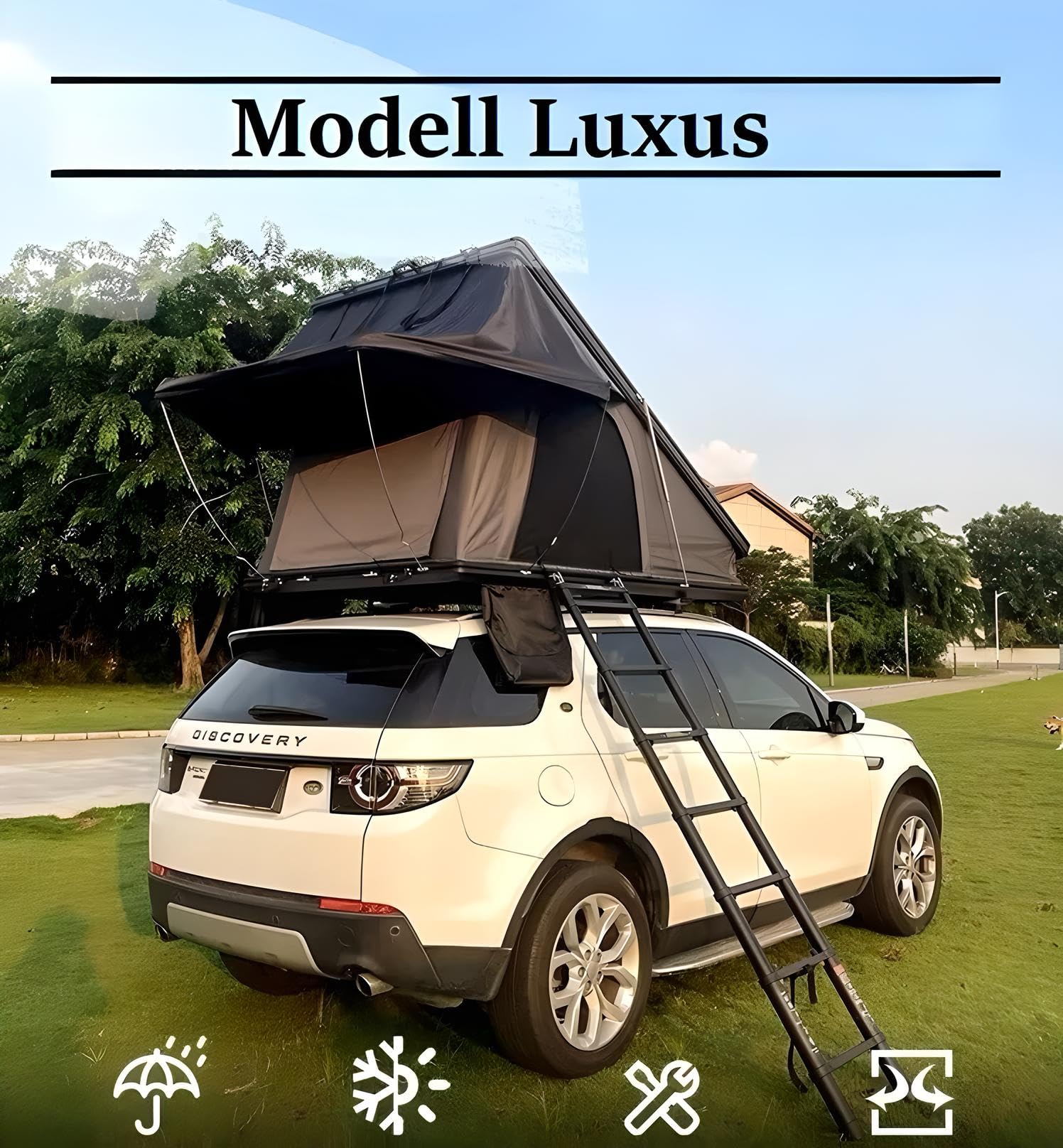 Tente de toit de voiture - Noir et gris - Boîtier rigide en aluminium - Tente de camping - Triangle