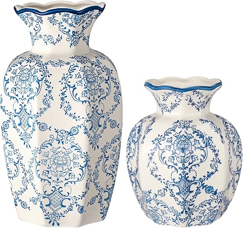 2 jarrones de cerámica retro estilo chinoiserie vintage, jarrones rústicos para decoración del hogar, sala de estar, cocina, dormitorio y estante