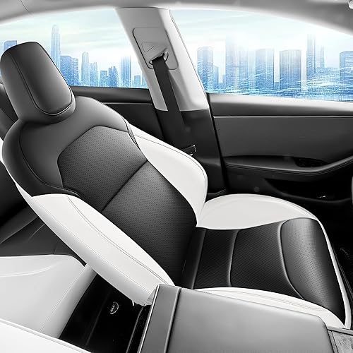 Miniatura 123 de Fundas de asiento para Tesla Modelo Y, funda de asiento de coche de Tesla, 12 piezas, impermeable, de piel de napa, totalmente envuelta