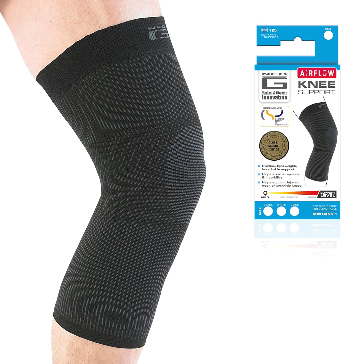 Neo-G Knee Support for Running, Sports, Daily Wear – Knee Bandage Support for Sprains, Strains, Joint pain, Weak Muscles – Multi Zone Knee Compression Sleeve – Airflow – M – Black